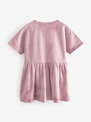 smALLSAINTS Pink Girls Tierra Logo Tie Dye Asymmetric T-Shirt Dress - Image 6 of 8