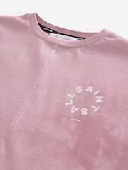 smALLSAINTS Pink Girls Tierra Logo Tie Dye Asymmetric T-Shirt Dress - Image 8 of 8