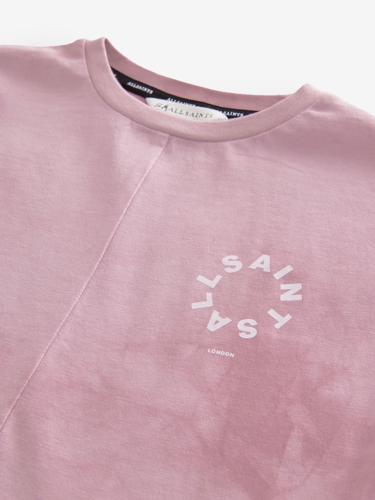 smALLSAINTS Pink Girls Tierra Logo Tie Dye Asymmetric T-Shirt Dress - Image 8 of 8