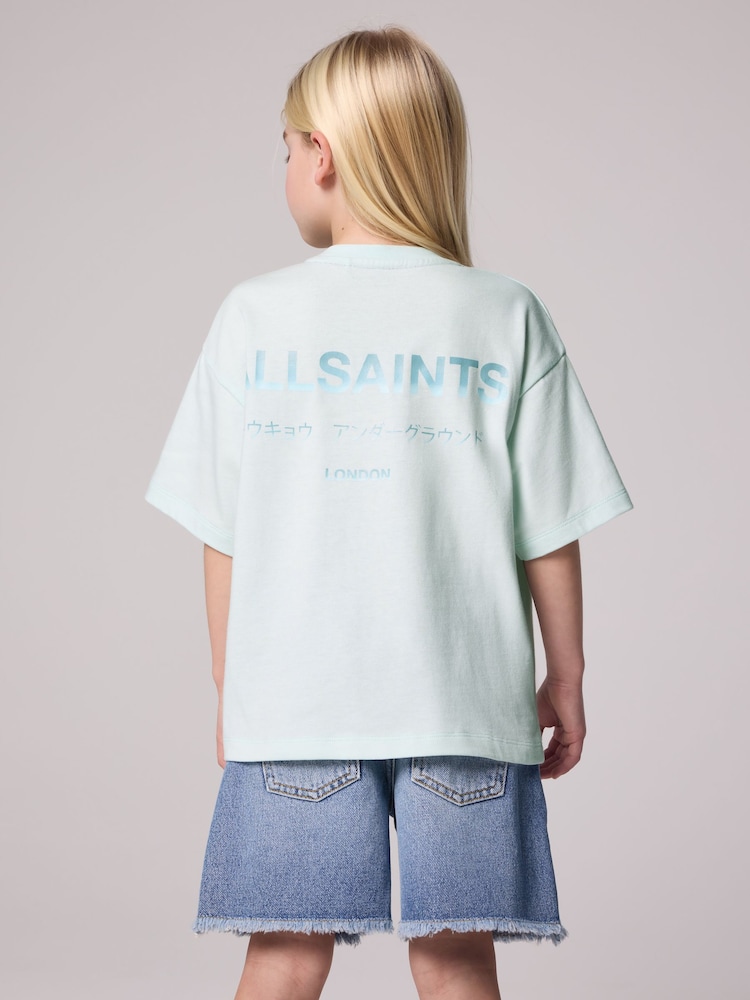 Голубой - smALLSAINTS Oversized Girls Underground Crew T-Shirt - Image 2 of 9