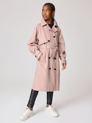 smALLSAINTS Pink Girls Oversized Kikki Trench Coat - Image 1 of 12