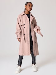 smALLSAINTS Pink Girls Oversized Kikki Trench Coat - Image 2 of 12