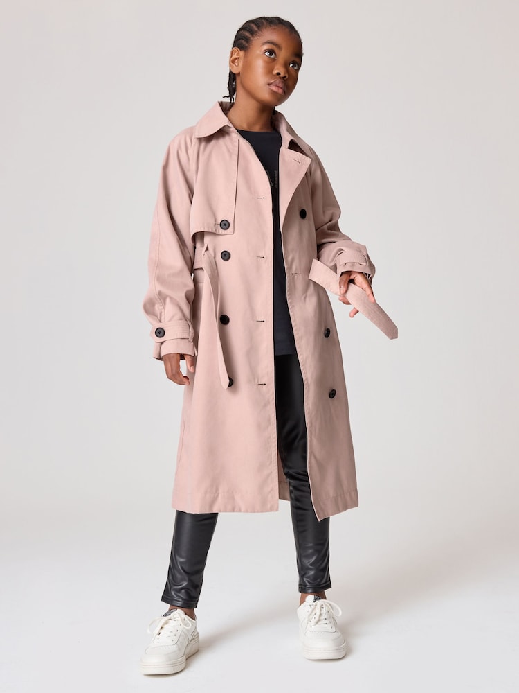 smALLSAINTS Pink Girls Oversized Kikki Trench Coat - Image 2 of 12