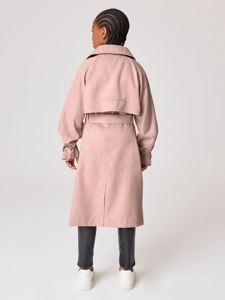 smALLSAINTS Pink Girls Oversized Kikki Trench Coat - Image 3 of 12