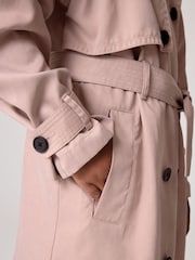 smALLSAINTS Pink Girls Oversized Kikki Trench Coat - Image 6 of 12