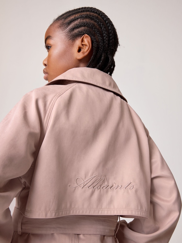 smALLSAINTS Pink Girls Oversized Kikki Trench Coat - Image 7 of 12