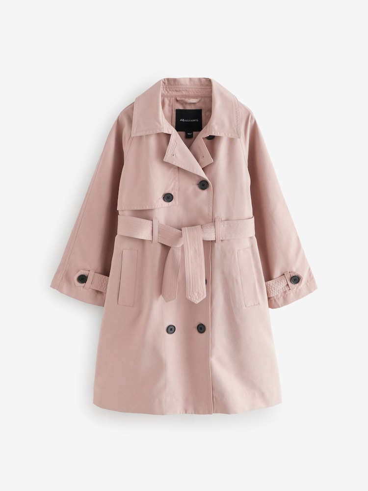 smALLSAINTS Pink Girls Oversized Kikki Trench Coat - Image 8 of 12