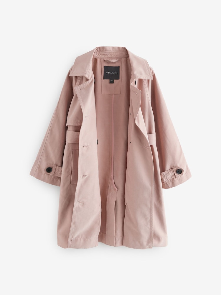 smALLSAINTS Pink Girls Oversized Kikki Trench Coat - Image 9 of 12