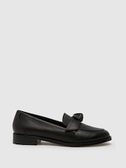 Schuh Lula Leather Bow Black Loafers - Image 1 of 4