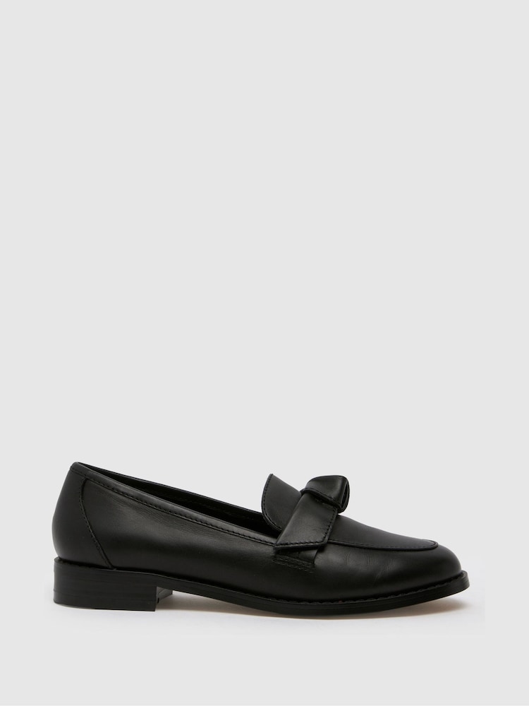 Schuh Lula Leather Bow Black Loafers - Image 1 of 4