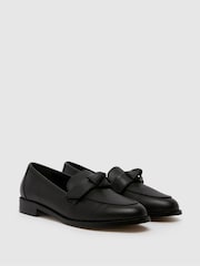 Schuh Lula Leather Bow Black Loafers - Image 2 of 4