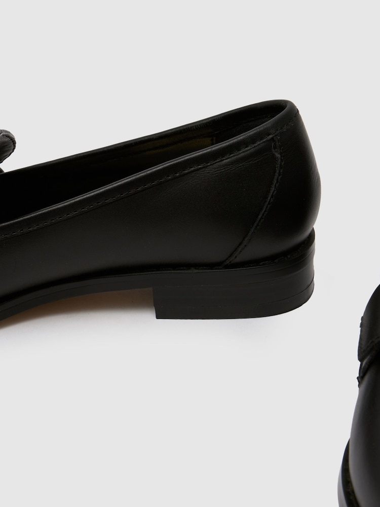 Schuh Lula Leather Bow Black Loafers - Image 4 of 4