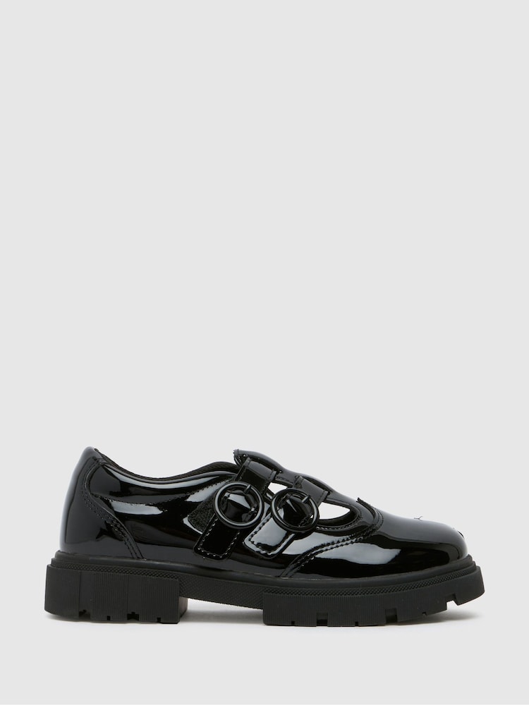 Schuh Junior BTS Lovey T-Bar Black School Shoes - Image 1 of 4 Schuh Junior BTS Lovey T-Bar Black School Shoes - Image 1 of 4