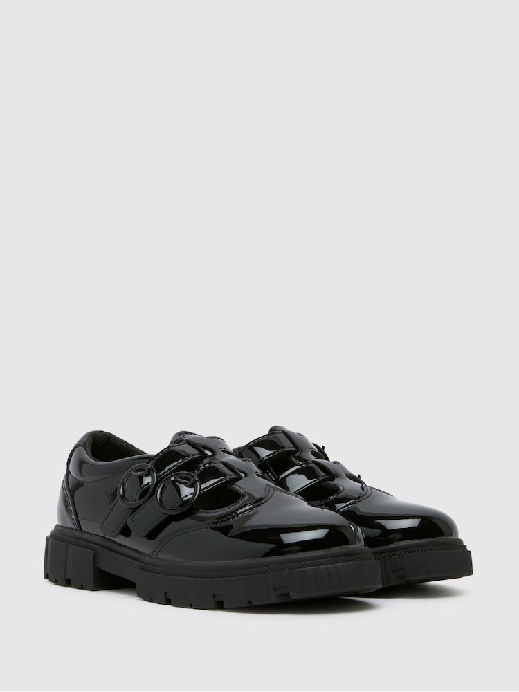 Schuh Junior BTS Lovey T-Bar Black School Shoes - Image 2 of 4 Schuh Junior BTS Lovey T-Bar Black School Shoes - Image 2 of 4