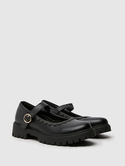 Schuh Junior BTS Leila Mary Jane Black School Shoes - Imagen 1 de 4
