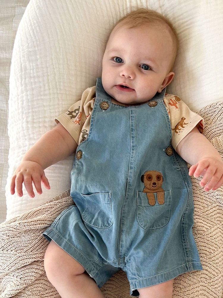 Purebaby Brown Meerkat Dungaree Set - Image 1 of 5
