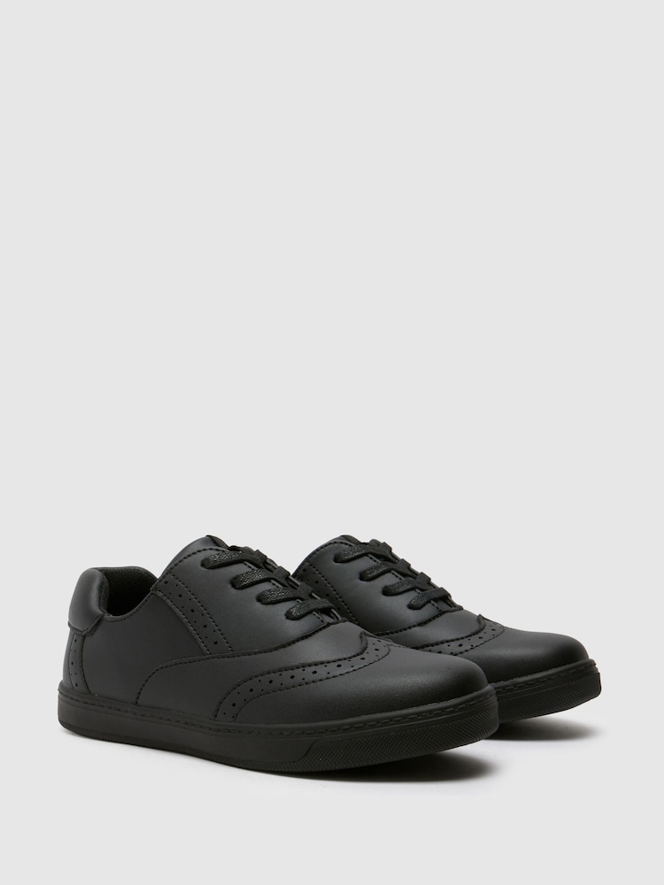Schuh Youth Latch Brogue Black Shoes - Image 2 of 4 Schuh Youth Latch Brogue Black Shoes - Image 2 of 4