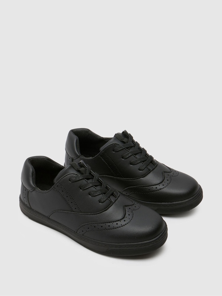 Schuh Youth Latch Brogue Black Shoes - Image 3 of 4