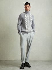 Reiss Grey Denvar Wool-Blend Roll-Neck Jumper - Image 1 of 6