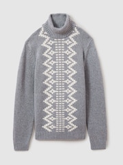 Reiss Grey Denvar Wool-Blend Roll-Neck Jumper - Image 2 of 6