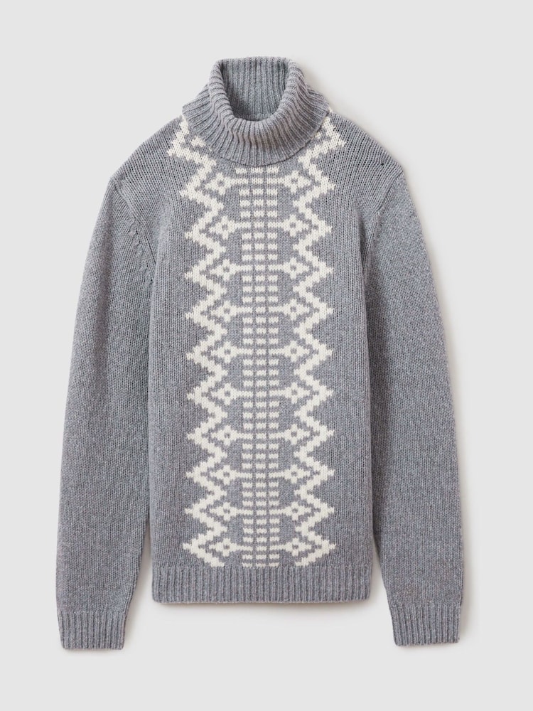 Reiss Grey Denvar Wool-Blend Roll-Neck Jumper - Image 2 of 6