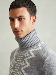 Reiss Grey Denvar Wool-Blend Roll-Neck Jumper - Image 3 of 6