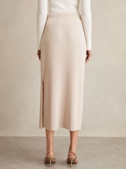 Reiss Stone Pippa Pleated Jersey Midi Skirt - Image 5 of 6