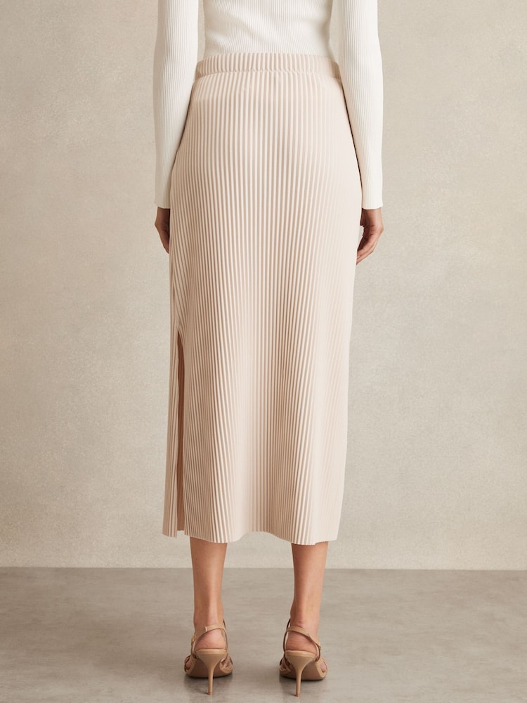 Reiss Stone Pippa Pleated Jersey Midi Skirt - Image 5 of 6