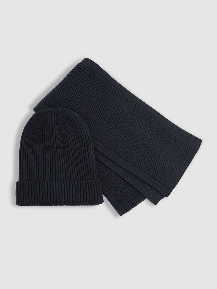 Reiss Chesterfield Set Ribbed Hat and Scarf Set - Image 1 of 4
