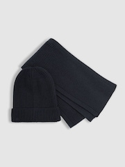 Reiss Chesterfield Set Ribbed Hat and Scarf Set - Image 1 of 4
