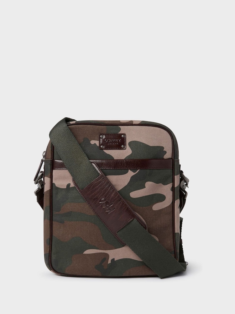 OSPREY LONDON Green The Maverick Small Canvas and Leather Messenger Bag - Image 1 of 5