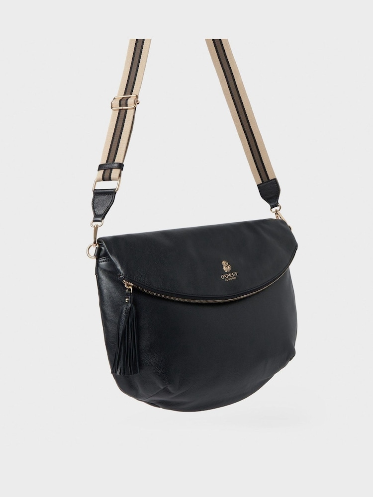 OSPREY LONDON The Large Rockcliffe Italian Leather Crossbody Black Bag - Image 1 of 6
