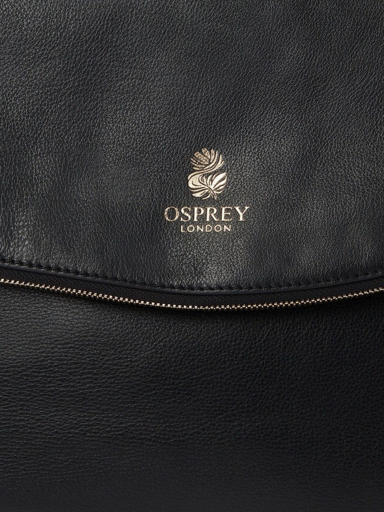 OSPREY LONDON The Large Rockcliffe Italian Leather Crossbody Black Bag - Image 6 of 6
