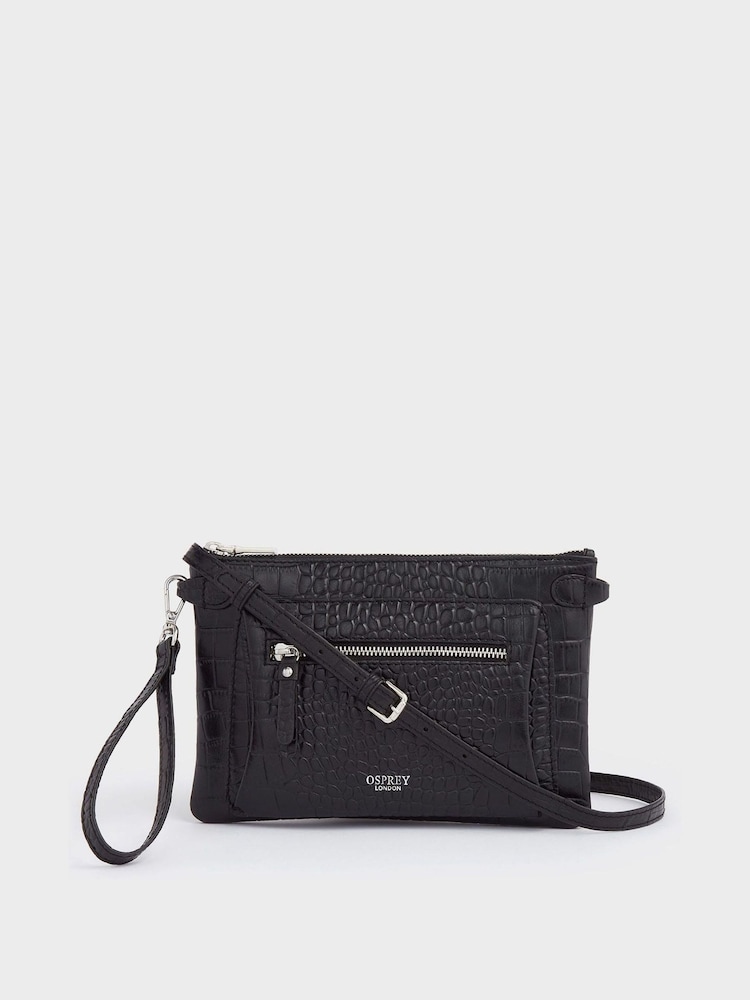 Schwarz - Osprey London The Ruby Clutch aus Leder, Cognac - Bild 1 von 5