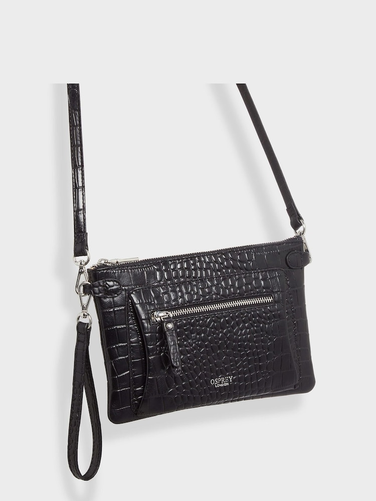 Schwarz - Osprey London The Ruby Clutch aus Leder, Cognac - Bild 2 von 5