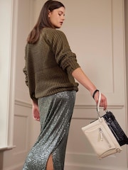 Schwarz - Osprey London The Ruby Clutch aus Leder, Cognac - Bild 5 von 5