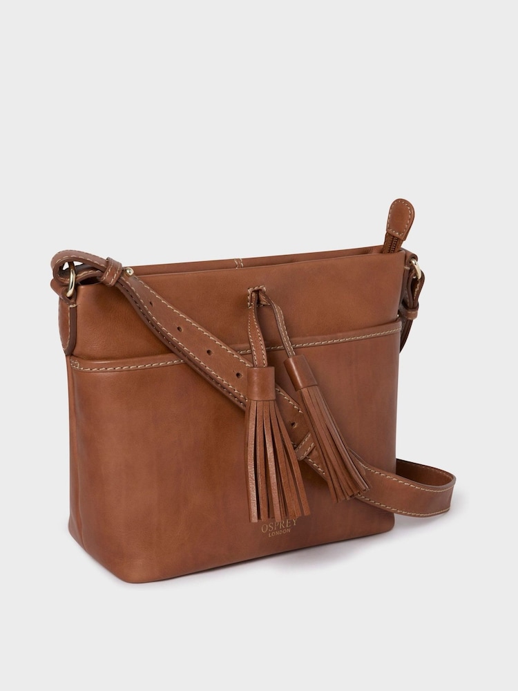 OSPREY LONDON The Vintage Savanna Leather Crossbody Brown Bag - Image 3 of 6