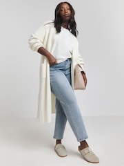 Simply Be White Fisherman Rib Cardigan - Image 3 of 4