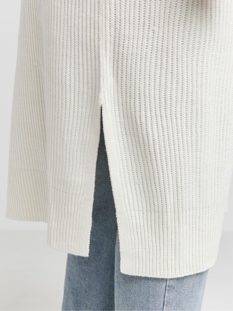 Simply Be White Fisherman Rib Cardigan - Image 4 of 4