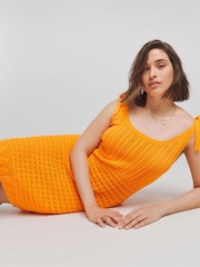 Simply Be 100% Cotton Crochet Cravată Shoulder Rochie - Imaginea 3 din 4