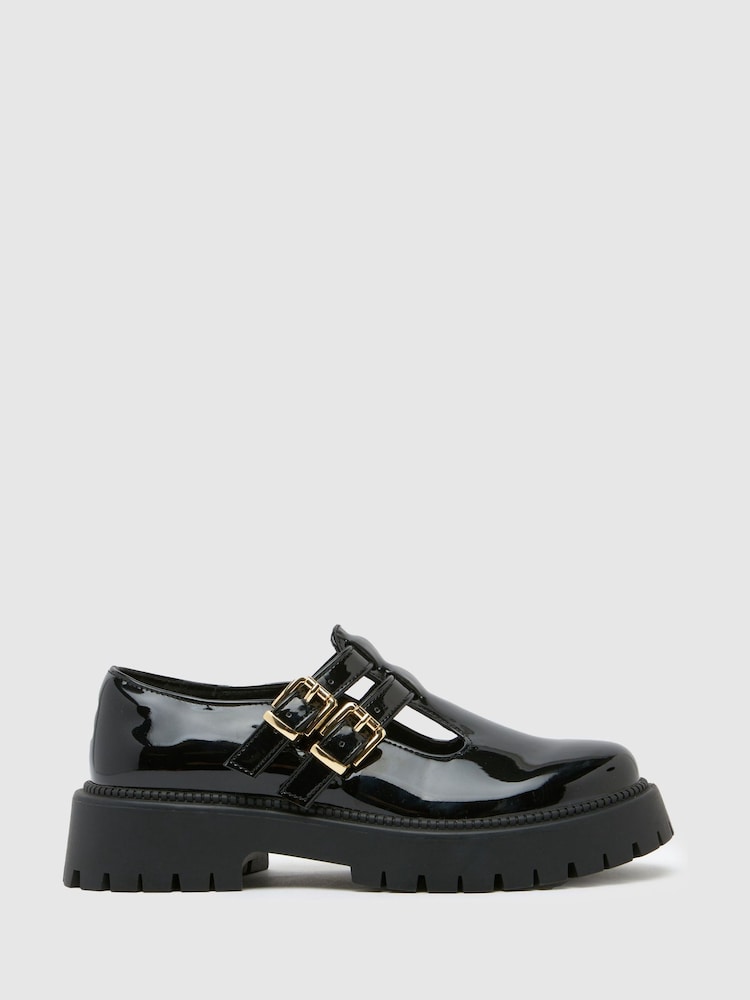 Schuh Wide Fit Lucette Strap T-Bar črni čevlji - Slika 1 iz 4