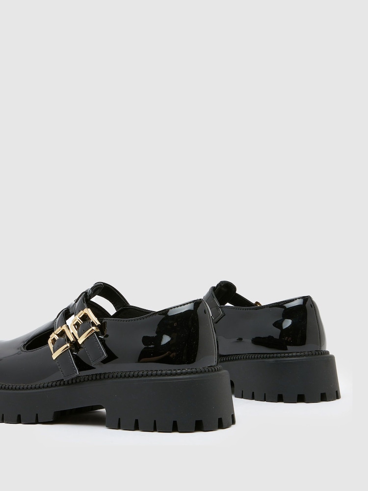 Schuh Wide Fit Lucette Strap T-Bar črni čevlji - Slika 4 iz 4