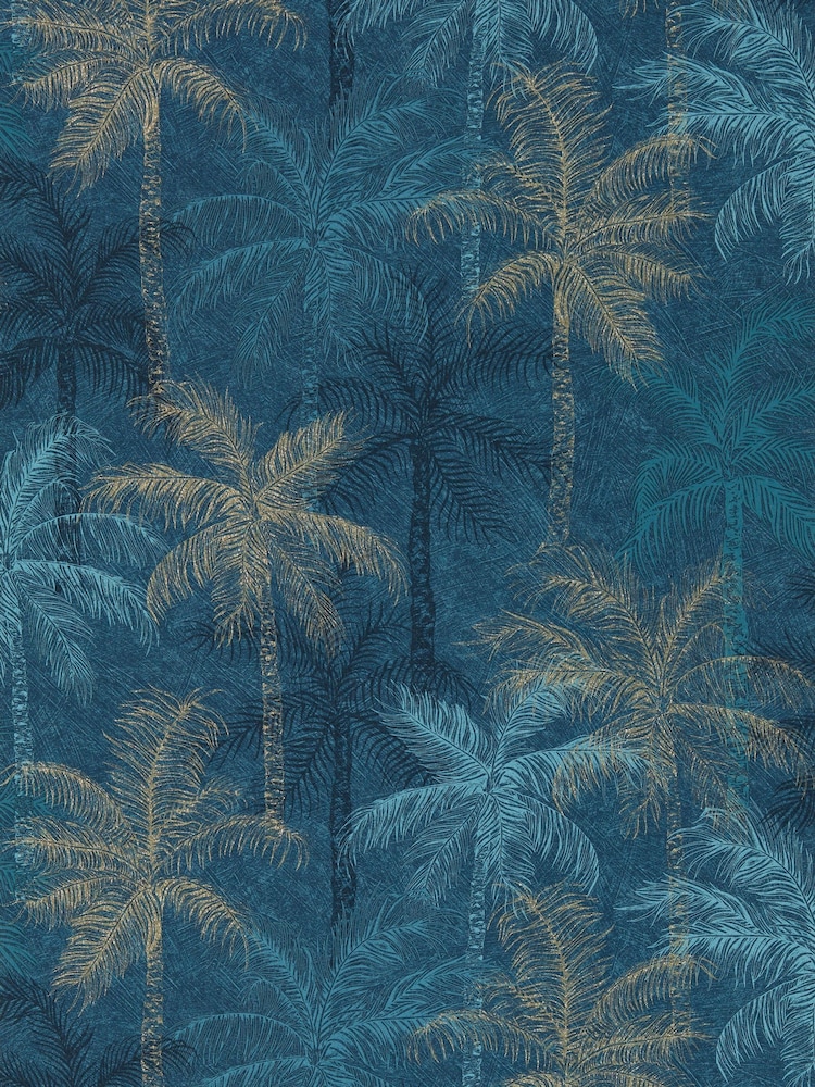 Clarke and Clarke Midnight Palmyra Wallpaper Sample - Image 1 of 1