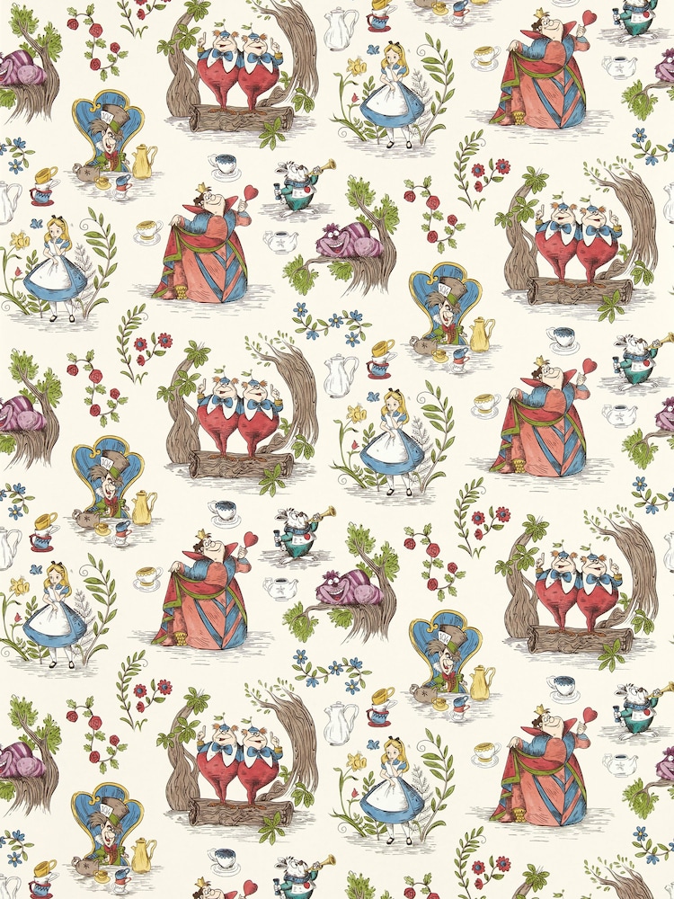 Sanderson Hundreds Thousands Alice In Wonderland Wallpaper Sample - Image 1 of 1