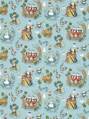 Sanderson Puddle Blue Alice In Wonderland Wallpaper Sample - Image 1 of 1