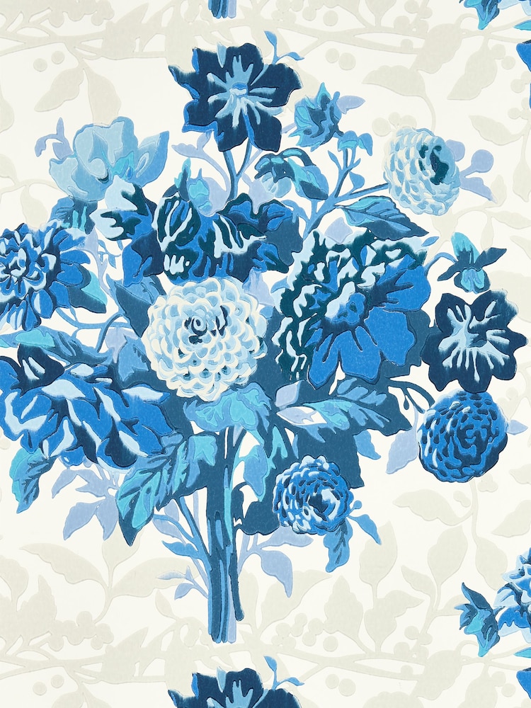 Harlequin Lapis Dahlia Bunch Wallpaper Sample - Image 1 of 1