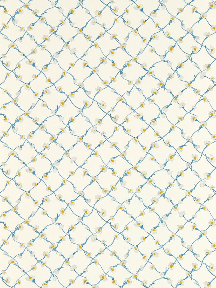 Harlequin Lapis Pearl Daisy Trellis Wallpaper Sample - Image 1 of 1