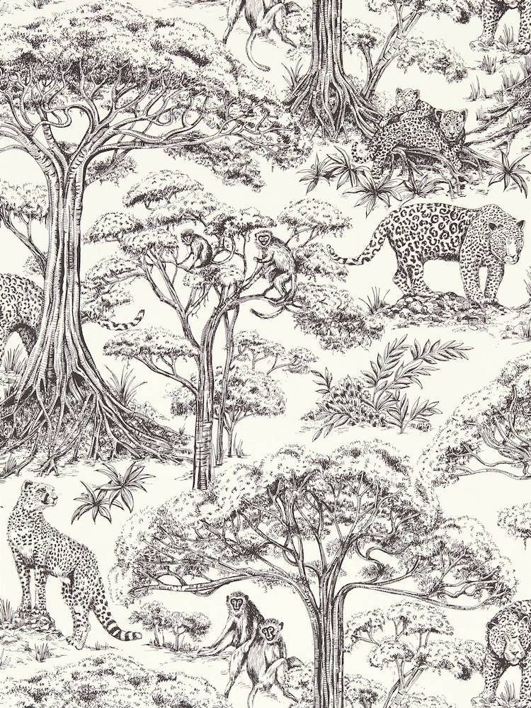 Clarke and Clarke Noir Kisumu Wallpaper Sample - Image 1 of 1