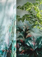 Clarke and Clarke Alberi Teal Alberi Banner Wallpaper Sample - Image 1 of 1