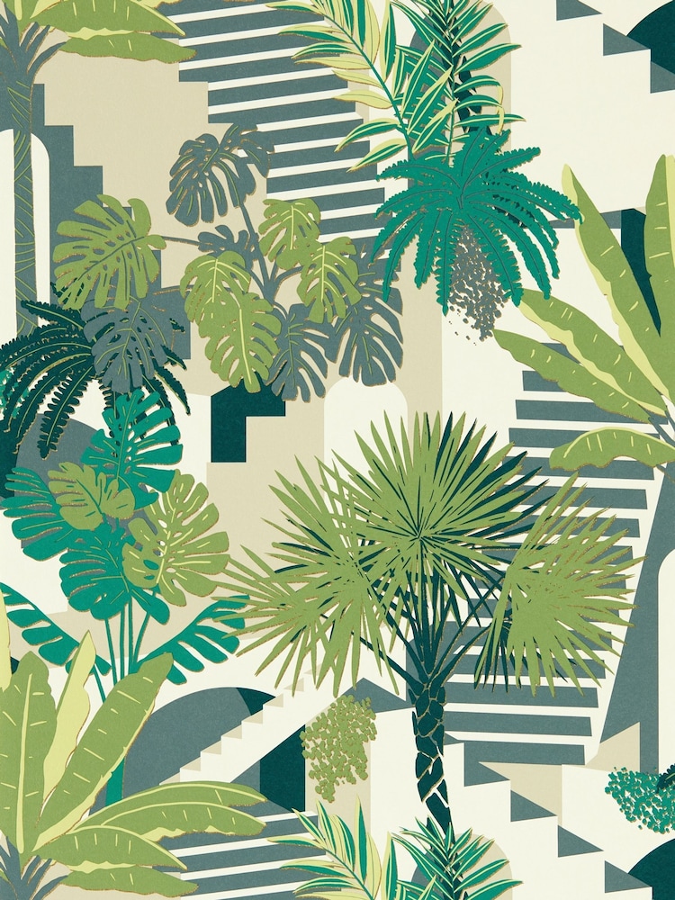 Clarke and Clarke Palm Malindi Wallpaper Sample - Image 1 of 1